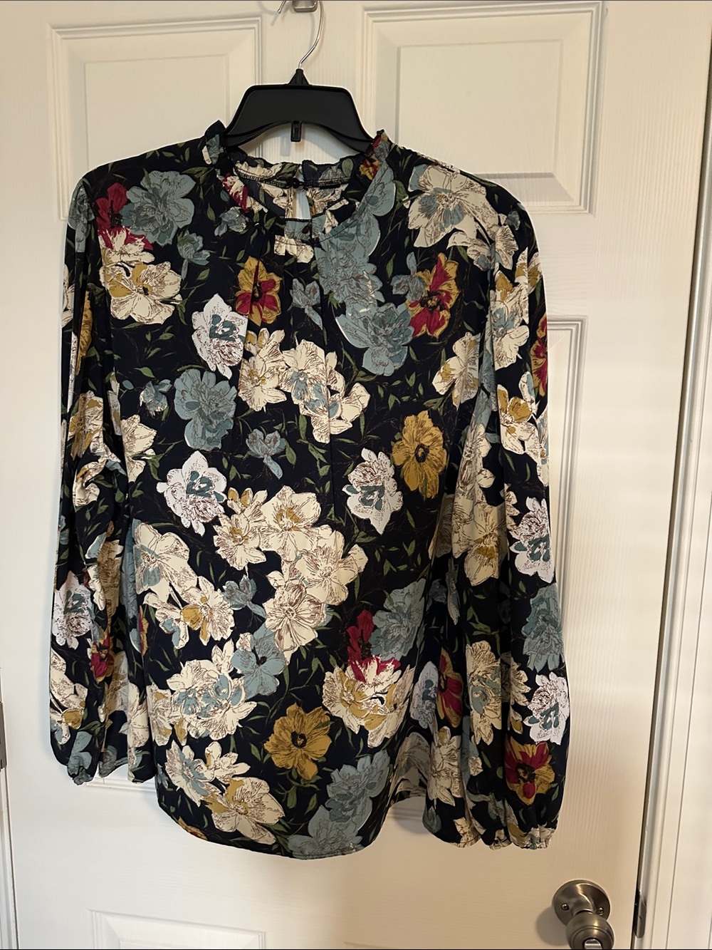 NWOT Floral Long-Sleeve Blouse - Black Multi